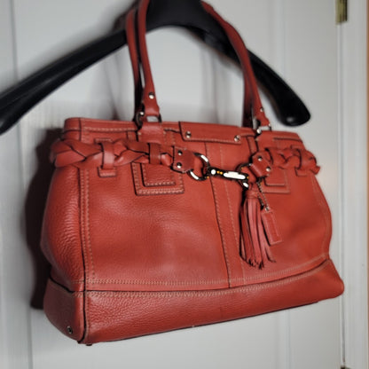 Coach Hamptons braided leather satchel bag tote purse Shoulder Top Handle