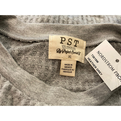 PST Project Social T Waffle Knit Thermal Top XL/Extra Large in Heather Gray NWT