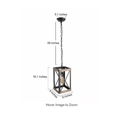 LNC Black Rustic Wood Cage Pendant Light Farmhouse Lantern Kitchen Pendant NEW