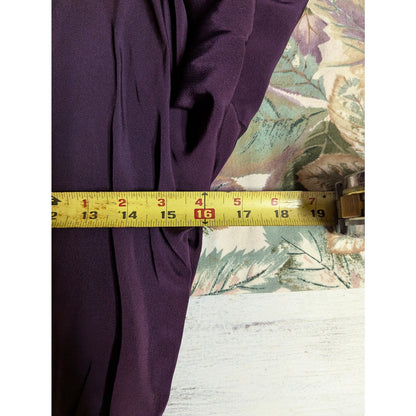 Vintage Albert Nipon Plum Purple Tie-Neck Secretary Blouse Pleated Peplum Sz 12