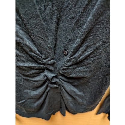 New York Company Size XL Twist Front Ruched Deep V-Neck Sweater Blue New