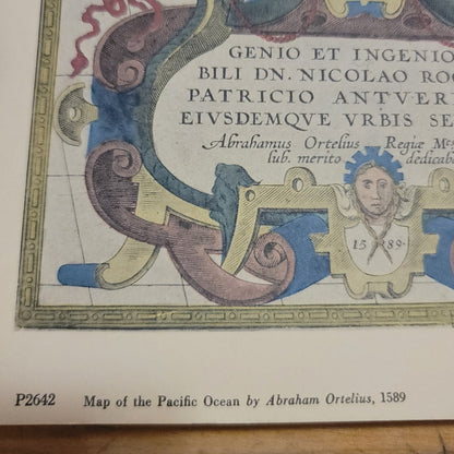 Unframed Vintage Repro 17x12.5 P 2642 Map Pacific Ocean Academia