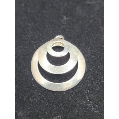 Mid-Century Modern Sterling Silver Triple Spiral Hoop Pendant MCM Brutalist 925