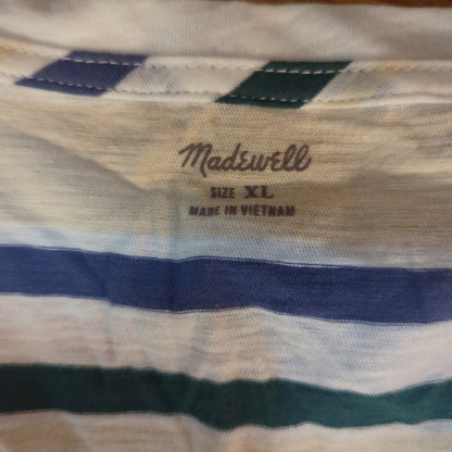 .Madewell Striped V-Neck Cotton Tank Top Size XL NEW summer casual Travel