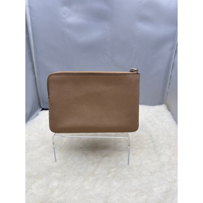 Coach Corner Zip Wristlet Beige Crossgrain Leather F58032 Luxury Designer Taupe
