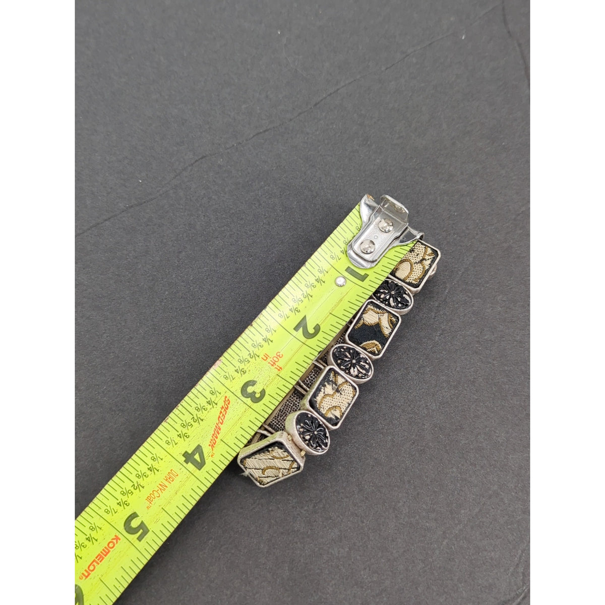 Vintage Silver Tone Geometric Stretchy Panel Bracelet Academia boho gothic