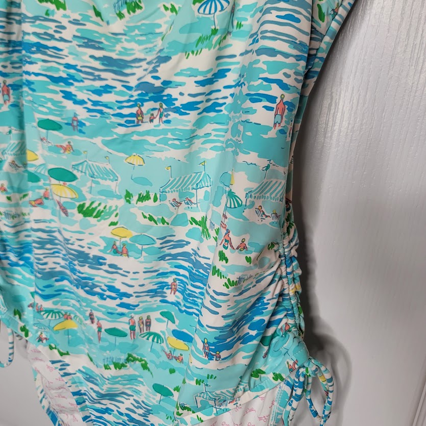 HTF Lilly Pulitzer HIGH TIDE one piece Rita swimsuit Size XL side Ruching NICE
