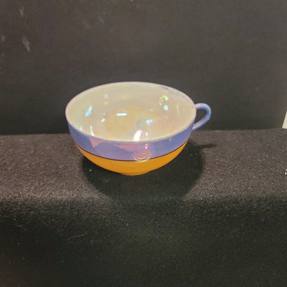 Takito Golden Orange Blue Lusterware Vintage Japanese Teacup and Saucer