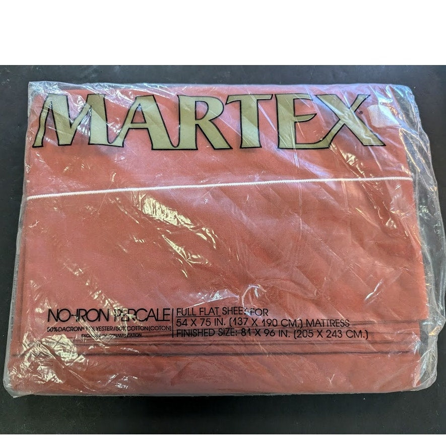 Set of 3 Martex FULL Flat and Fitted Sheet No Iron Percale Vintage New Old Stock