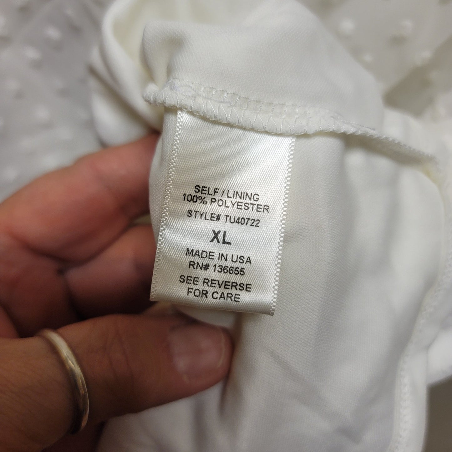 WEST Kei white blouse swiss dot Sleeveless Smocked chest Mock Neck NEW XL casual