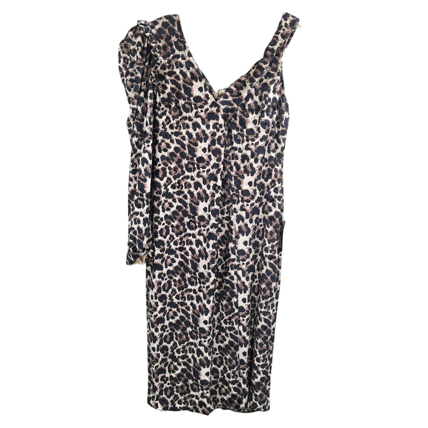 Lavish Alice Asymmetrical Cold Shoulder Velvet Cocktail Dress Sz 4 Leopard NWT