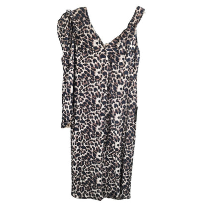 Lavish Alice Asymmetrical Cold Shoulder Velvet Cocktail Dress Sz 4 Leopard NWT