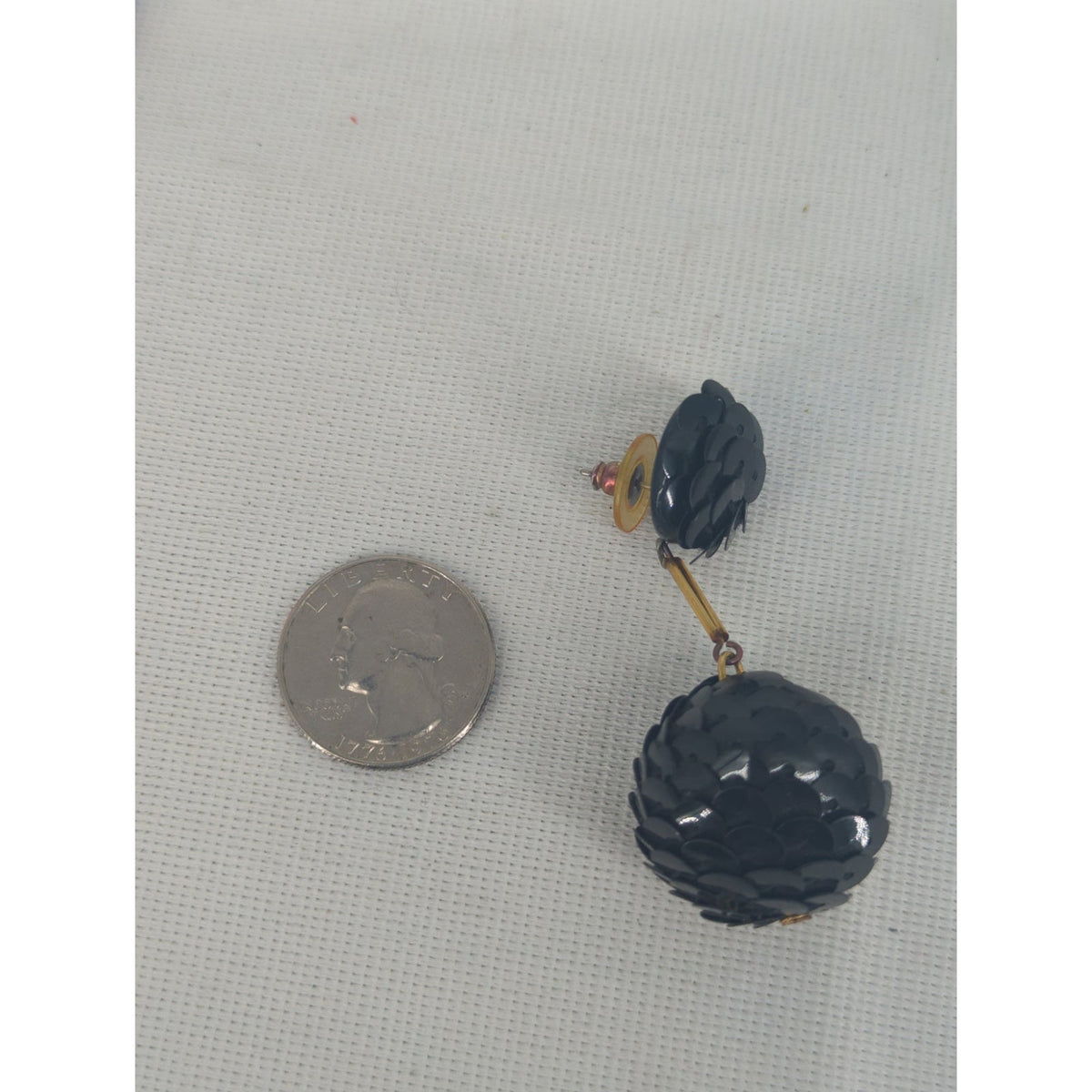 Vintage Black Rose Faceted Ball Dangle Drop Earrings Retro Gothic Chic