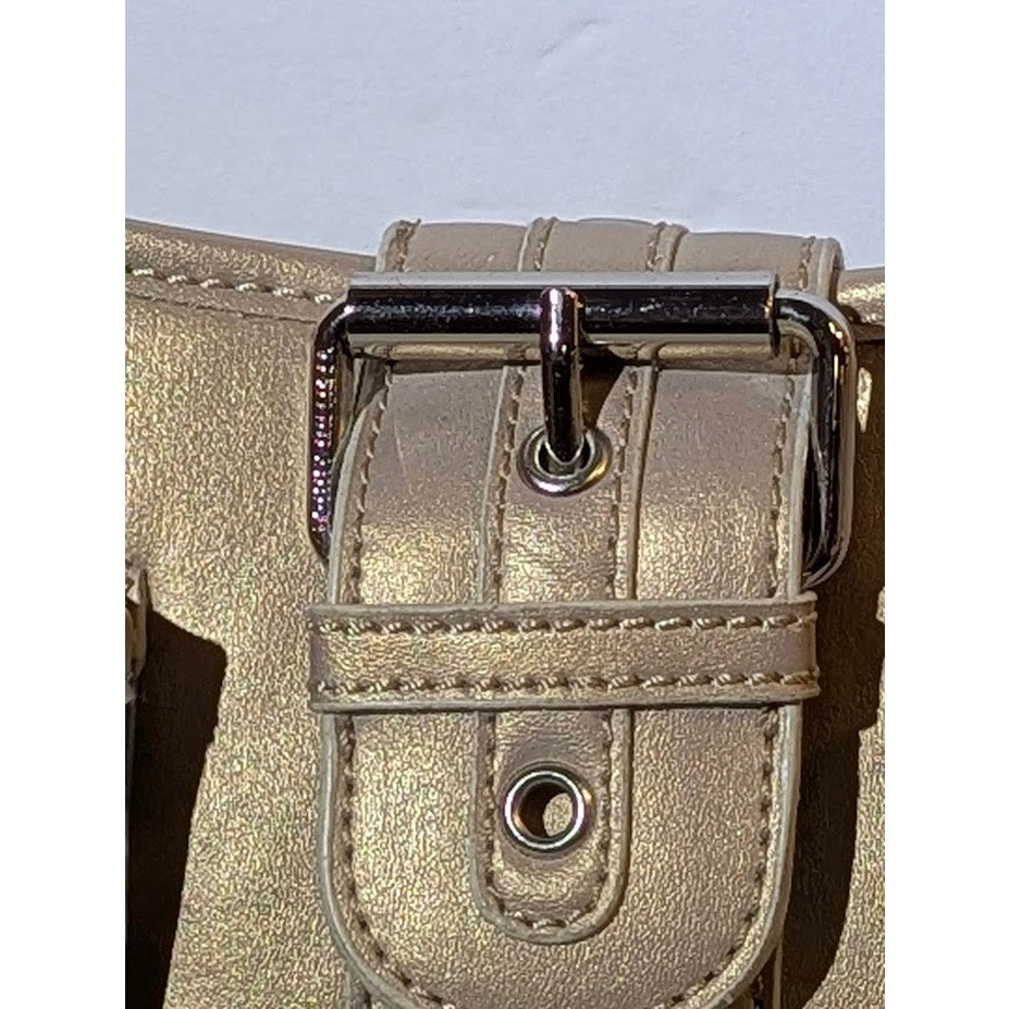 Tommy Hilfiger Metallic Gold Baguette Shoulder Bag Large Buckle Y2K Retro
