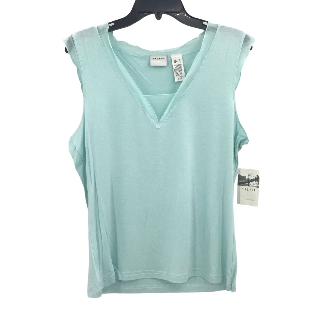 Axcess Liz Claiborne Company Sleeveless V-Neck Tank Top Aqua Large