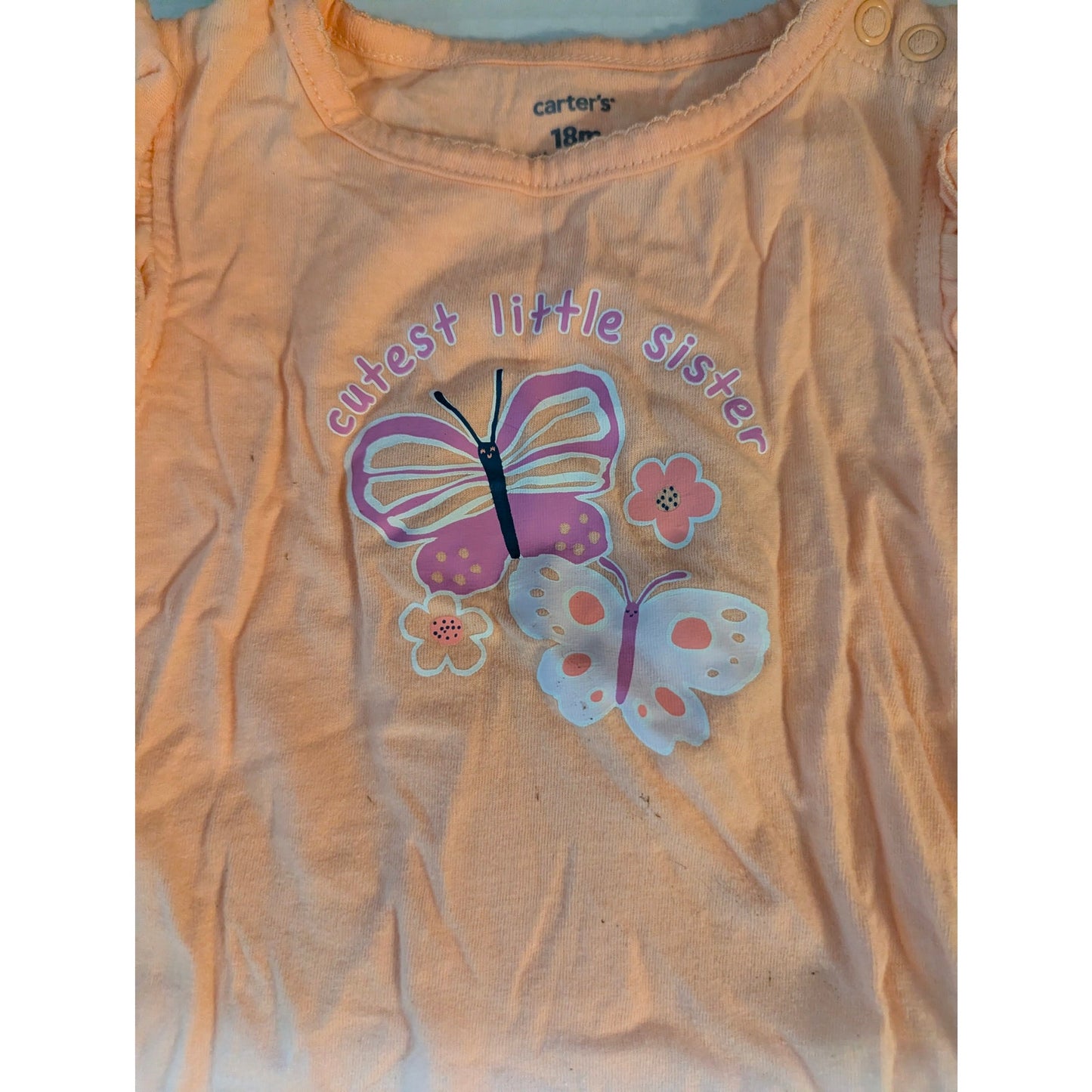 Carter's Baby Girls Orange Butterfly Sleeveless One piece Size 18 Months