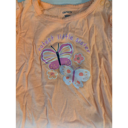 Carter's Baby Girls Orange Butterfly Sleeveless One piece Size 18 Months