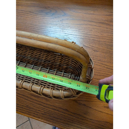 Vintage 21" French Style willow Gathering Basket Rattan Picnic Market Handl Trug