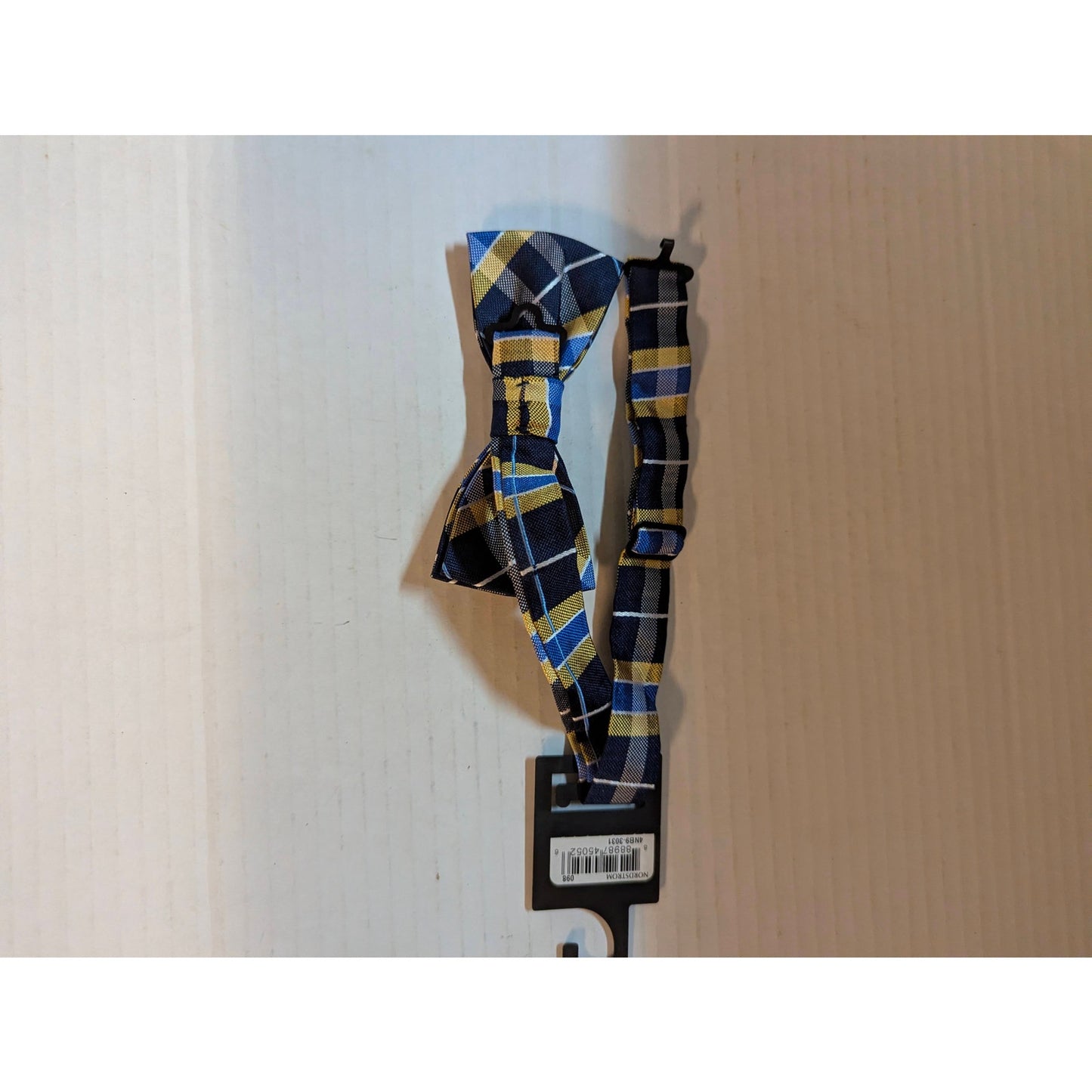 Nordstrom Kids Boys Plaid Pre-Tied Bow Tie Yellow Blue NWT