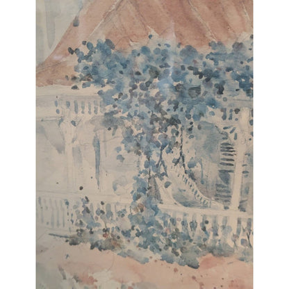 Vintage 80's Art Print Beth Eidelberg Victorian Houses 30" x 24" framed