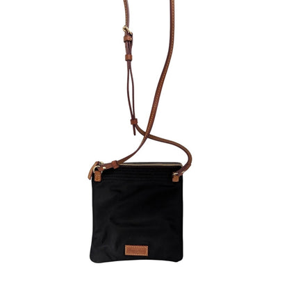 Dooney & Burke Black Nylon Brown leather North South Crossbody bag purse