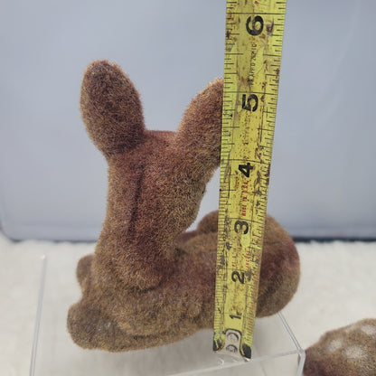 Vintage Mid-Century Flocked Spotted Fawn Figurines - Set of 2 Deer