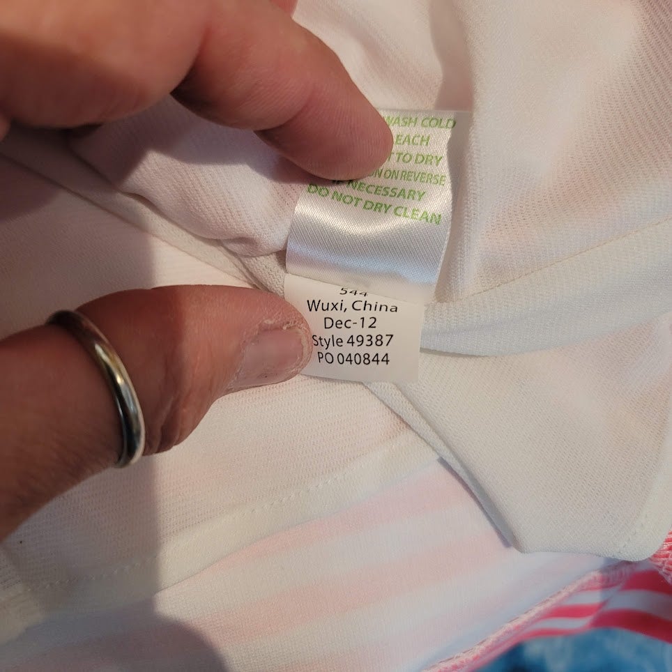 Lilly Pulitzer Briella Neon Pink stripe Boat Neck Dress cap Sleeve Size XL