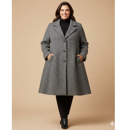 Black white Prelude Size 20 Herringbone line Swing pockets Winter Jacket Coat