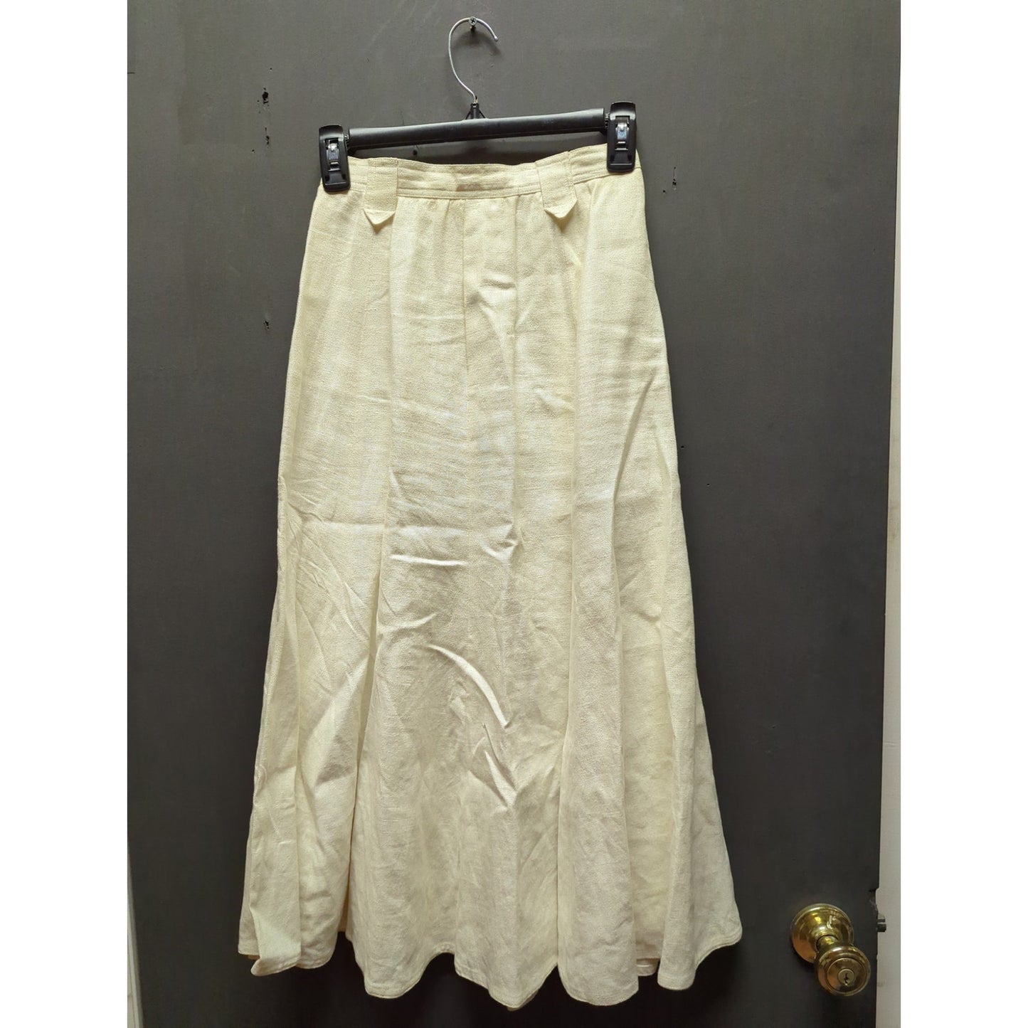 Vintage Liz Claiborne Cream Linen Full Circle Midi Skirt Petite 4 Prairie Boho
