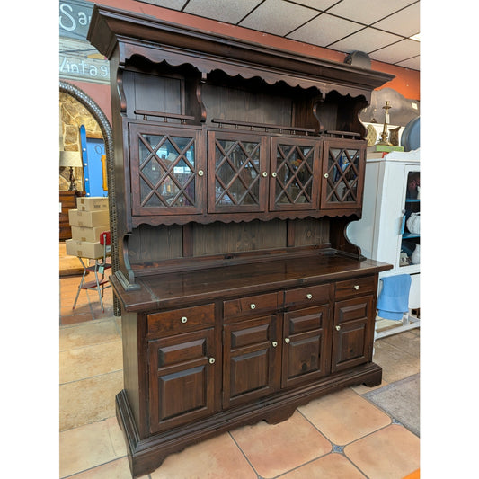 Secondhand Sandies: Mediterranean Dark Walnut Ethan Allen Buffet China Cabinet