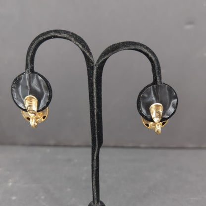 Vintage 1960s Mid Century Gold Tone Smooth Dome Button Clip On Earrings