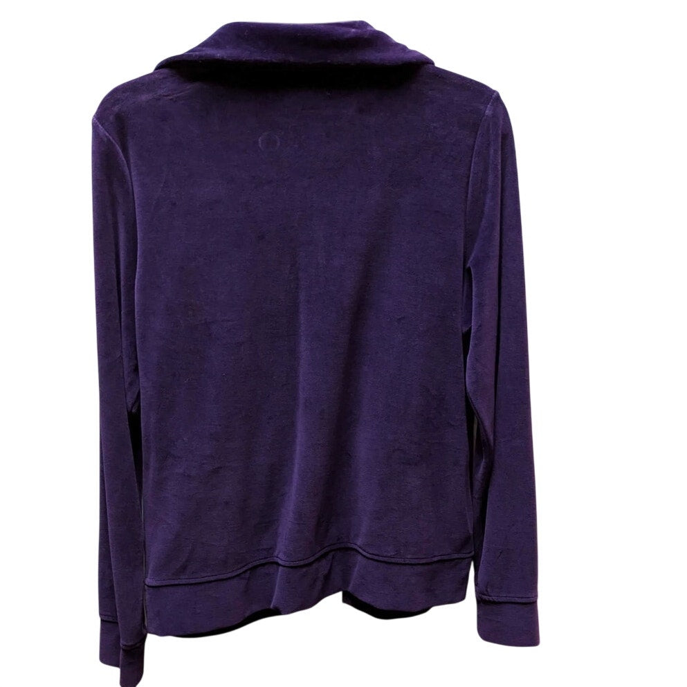 Vintage Lauren Ralph Lauren Purple Velour Zip Jacket Crest Y2K Preppy Medium
