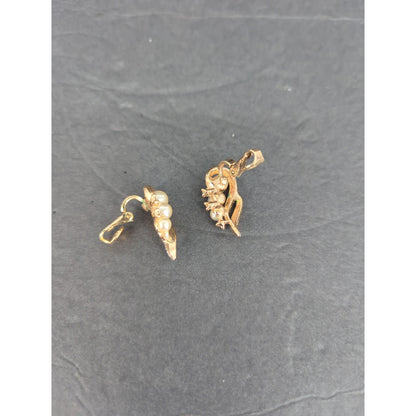 Vintage Trifari Brushed Gold Tone Faux Pearl Leaf Cluster Clip On Earrings Retro