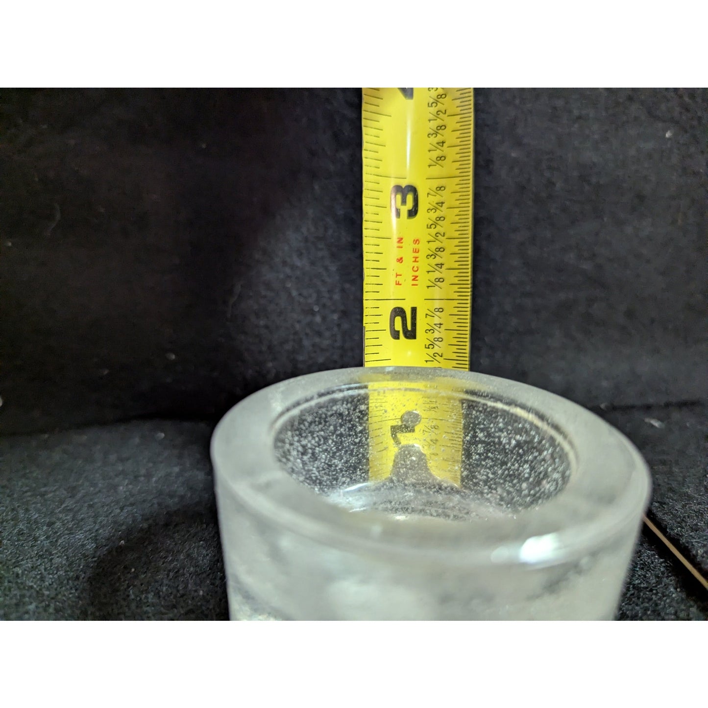Vintage Heavy Frosted Clear Glass Candle Holders / Salt Cellars - Pair