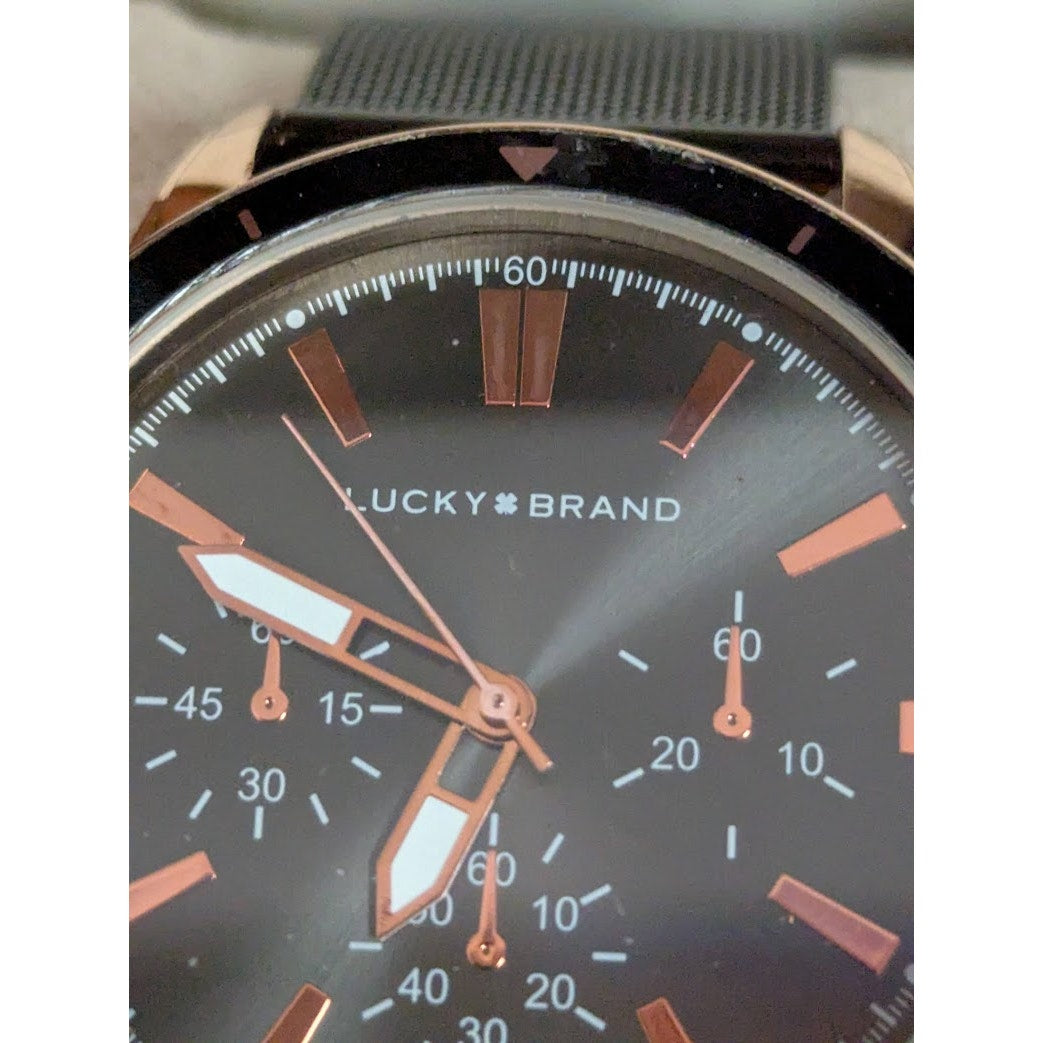 Lucky Brand Watch with bracelet in Box NEW Black rose gold Mens gift set