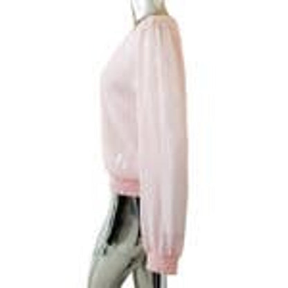 Socialite Pink LARGE NEW Crochet Trim Smocked Waist Sleeve Blouse Long