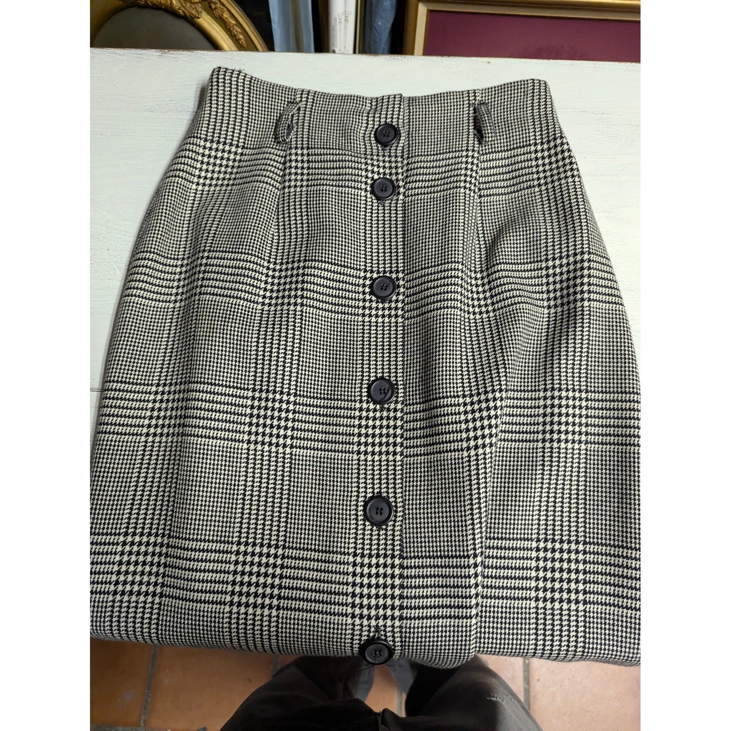 Vintage JH Collectibles Plaid Wool Maxi Skirt Small 4 Button Front Dark Academia