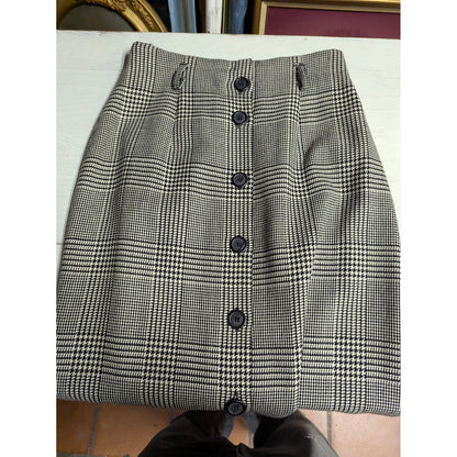 Vintage JH Collectibles Plaid Wool Maxi Skirt Small 4 Button Front Dark Academia