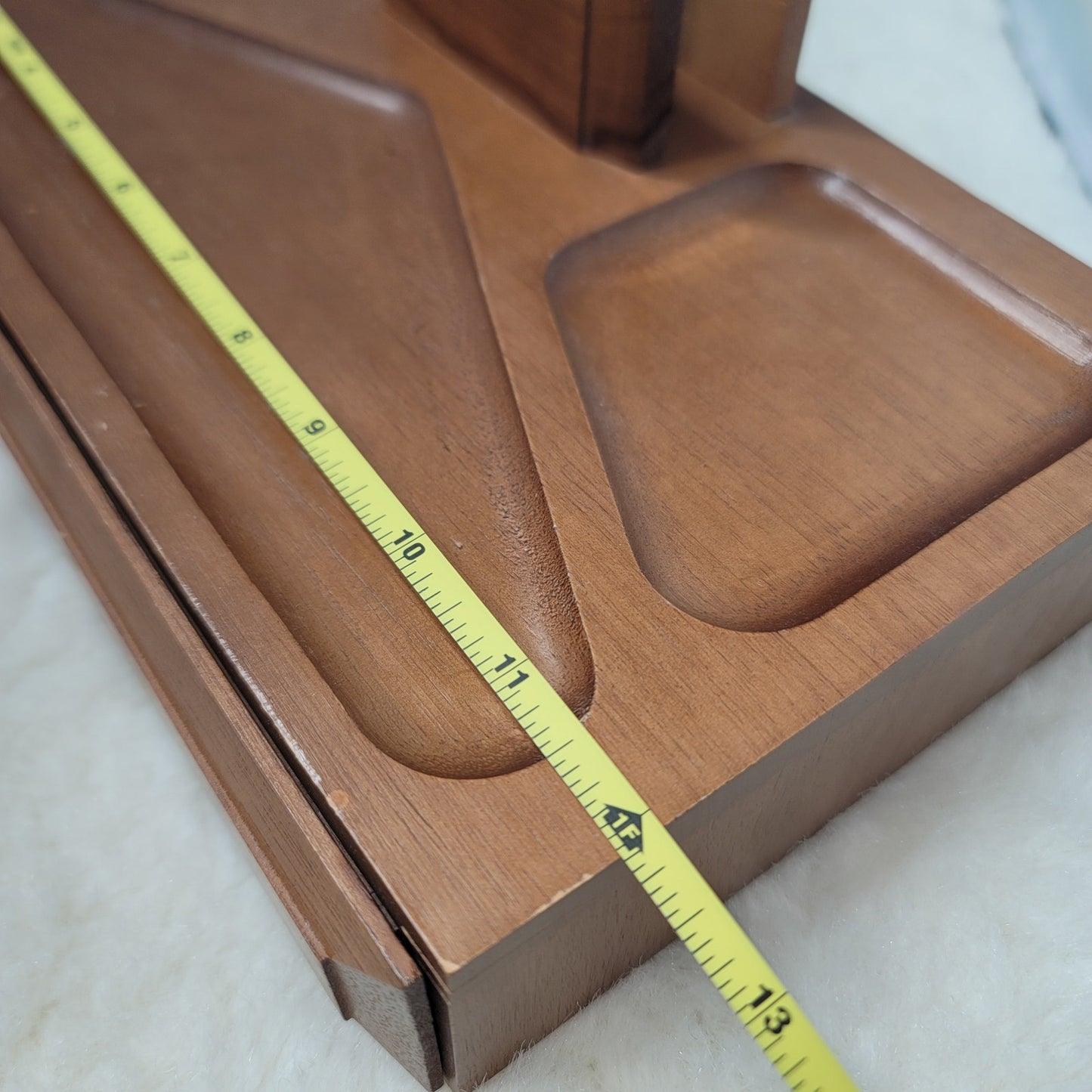 Mid-Century Modern Solid Wood Valet Box Gentleman's Desk Organizer Vanity Jewels