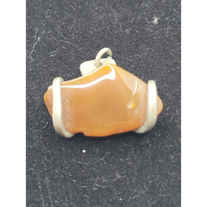 Vintage Artisan Carnelian Agate Slab Pendant Bohemian Raw Stone Earthy Aesthetic