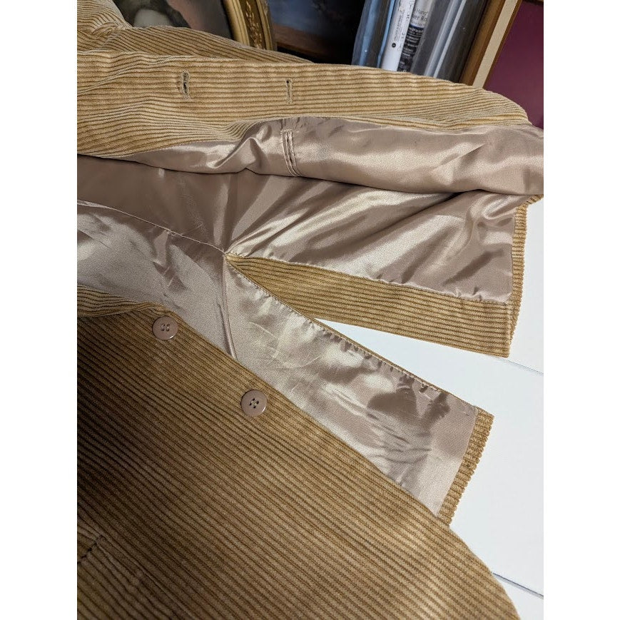 Scandia Woods Corduroy Blazer Size 46 Tan Notch Lapel Academia Professor