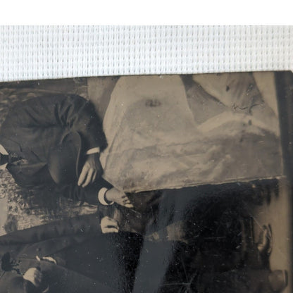 Antique Tintype Photograph Two Men Studio Portrait 19th Century