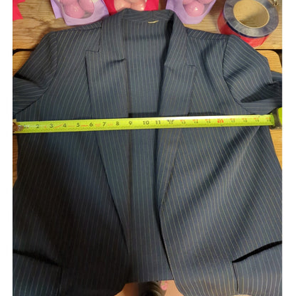 Vintage Blue Pinstripe Skirt Suit Set 90s Career Chic Plus Size 1X