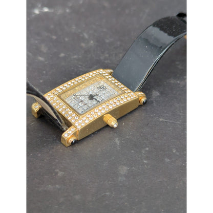 Victoria Wieck Beverly Hills Women's Watch Gold Tone Crystal Bezel Leather Band