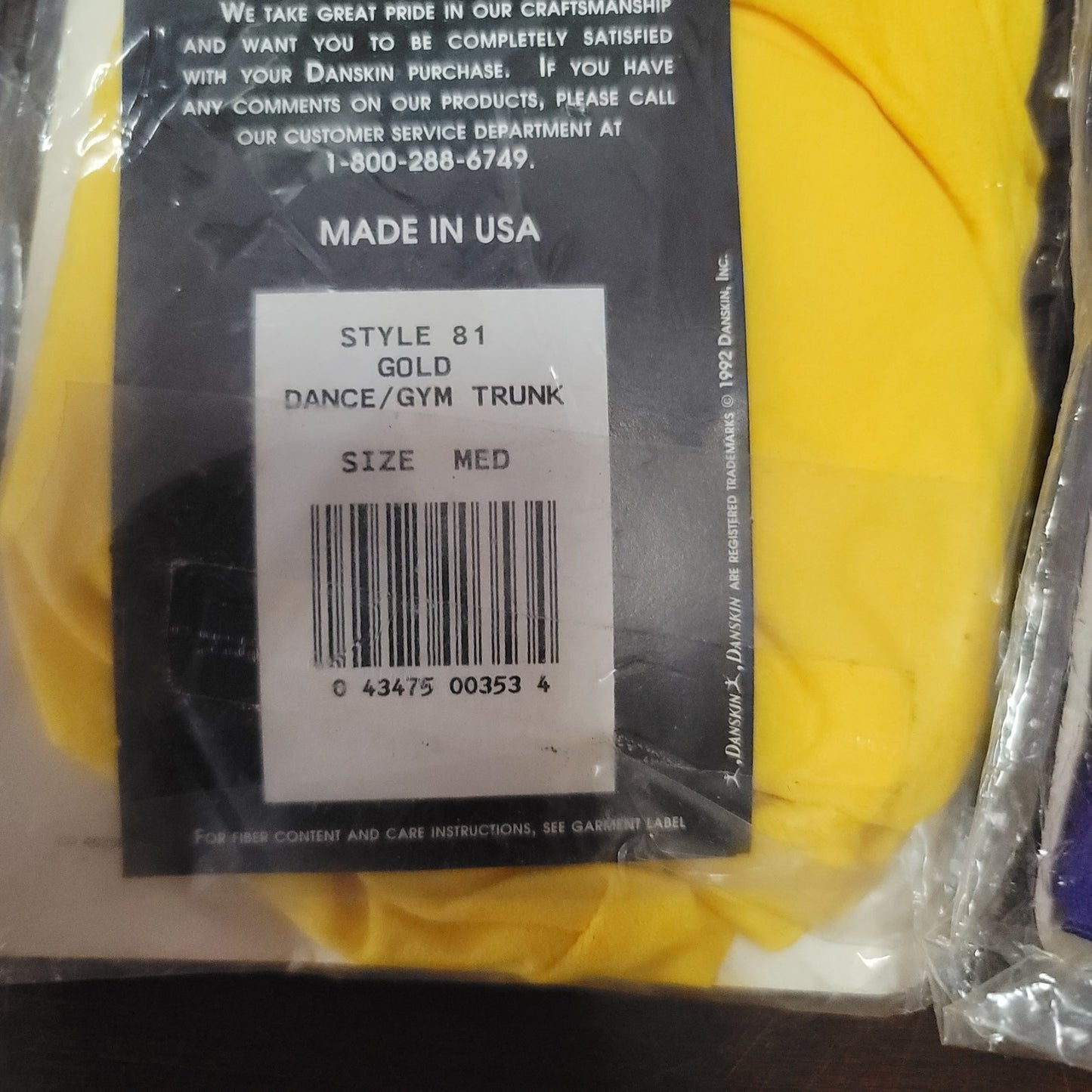 Vintage Danskin Trunks Style 81 Dance Gym Size Medium LOT OF 3 yellow purple 80s