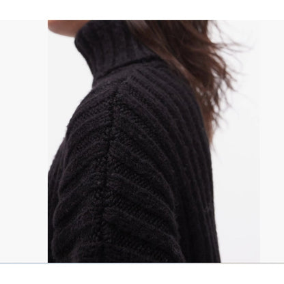 Topshop Turtleneck cuffed sleeves cropped KNIT Black Pullover Sweater Small 4-6