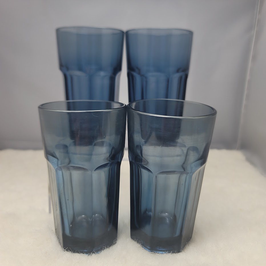 Set of 4 Libbey Juice Glasses Blue 4.6" tall  Gibraltar Dusky Blue