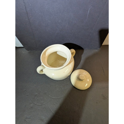 5 1/2" tall  vintage McCoy Pottery bean pot Stonecraft pink blue dinnerware