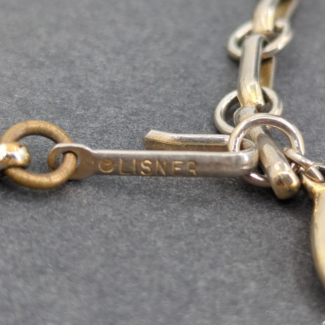 Vintage Fashion Necklace Lisner Brushed Gold-Tone Scalloped Link Collar