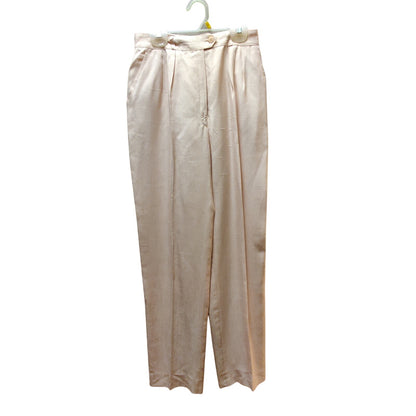 Herve Bernard Pink Linen Size 4 Lined Pants Pleated Front High Waist lined